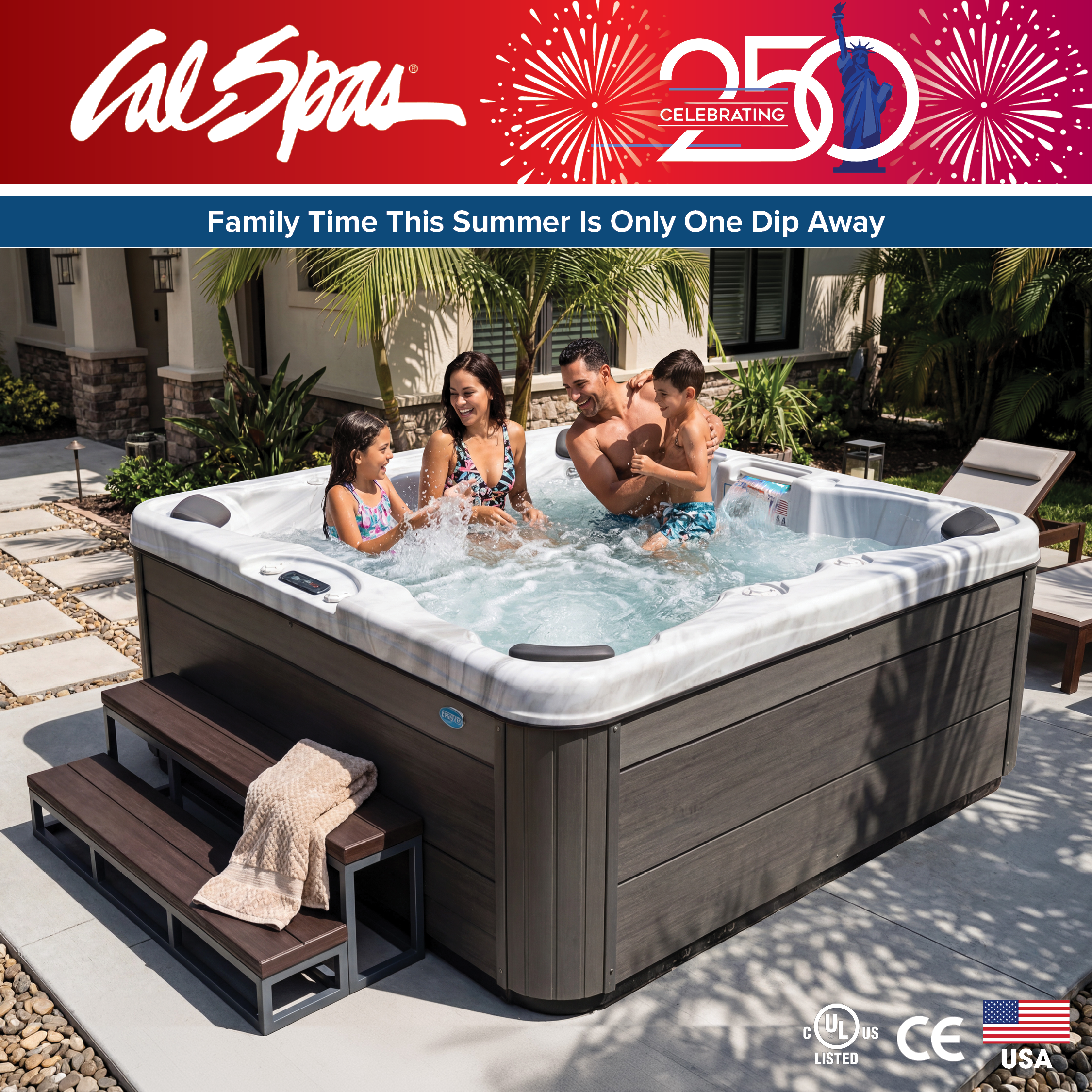 Calspas hot tub being used in a family setting - Sioux Falls